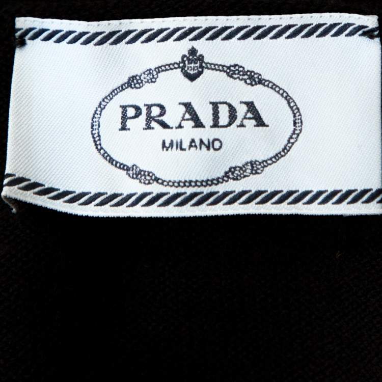 Pre Owned Prada Black Wool Knit Button Front Cardigan XS