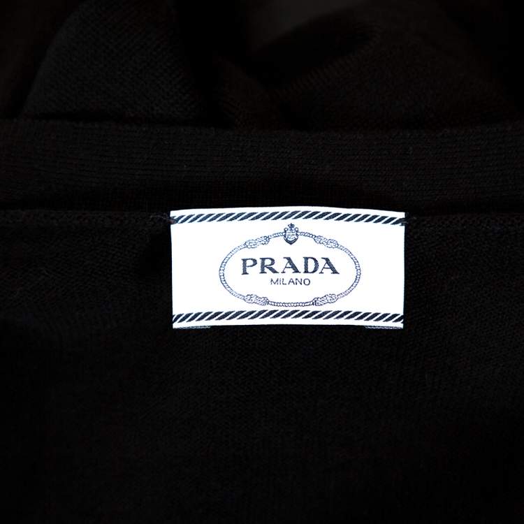 Pre Owned Prada Black Wool Knit Button Front Cardigan XS