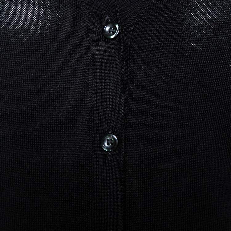 Pre Owned Prada Black Wool Knit Button Front Cardigan XS
