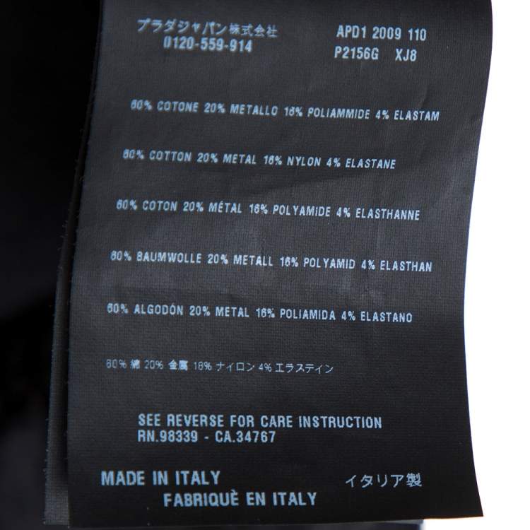 Pre Owned Prada Black Lurex Cotton Blend Cropped Trousers L