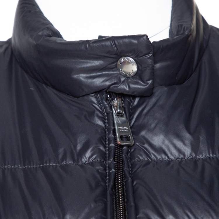 Pre Owned Prada Black Quilted Zip Front Puffer Jacket M