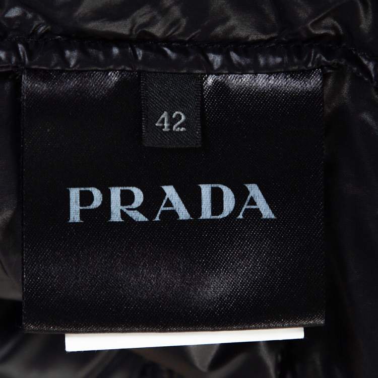 Pre Owned Prada Black Quilted Zip Front Puffer Jacket M