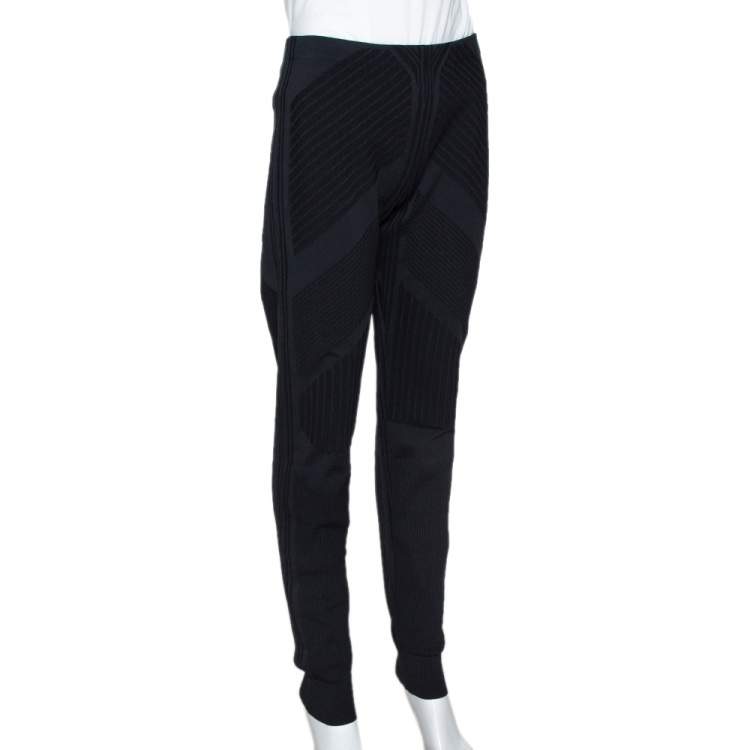 Pre Owned Prada Black Geometric Motif Technical Leggings M