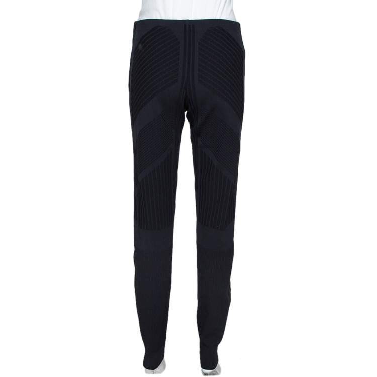 Pre Owned Prada Black Geometric Motif Technical Leggings M