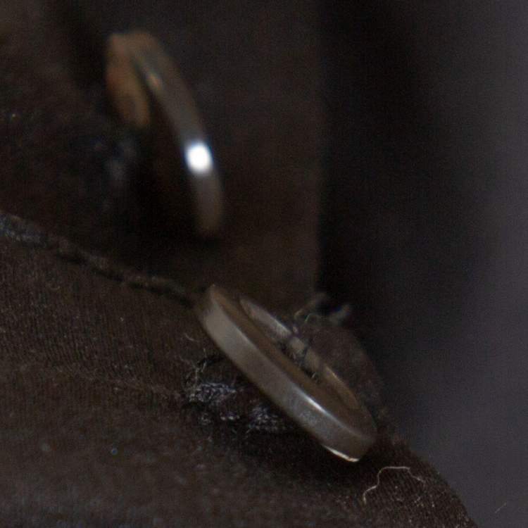 Pre Owned Prada Black Silk Ruffle Trim Button Front Shirt M