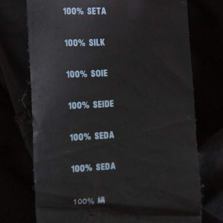 Pre Owned Prada Black Silk Faille Belted Flared Dress M