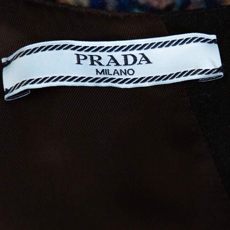 Pre Owned Prada Black Poster Girl Print Wool & Silk Mikado Top S