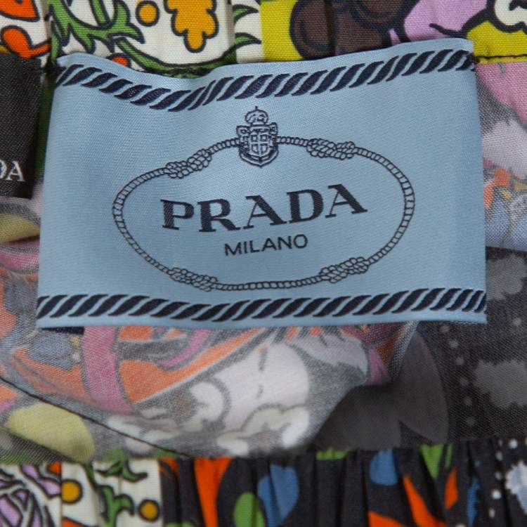 Pre Owned  Prada X Holiday & Brown Multicolor Floral Print Cotton Flared Dress M