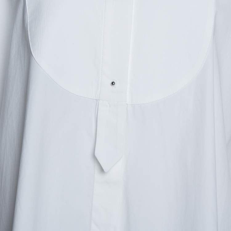 Pre Owned Prada White Cotton Button Front Oversized Blouse S