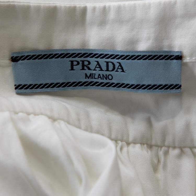Pre Owned Prada White Cotton Button Front Oversized Blouse S