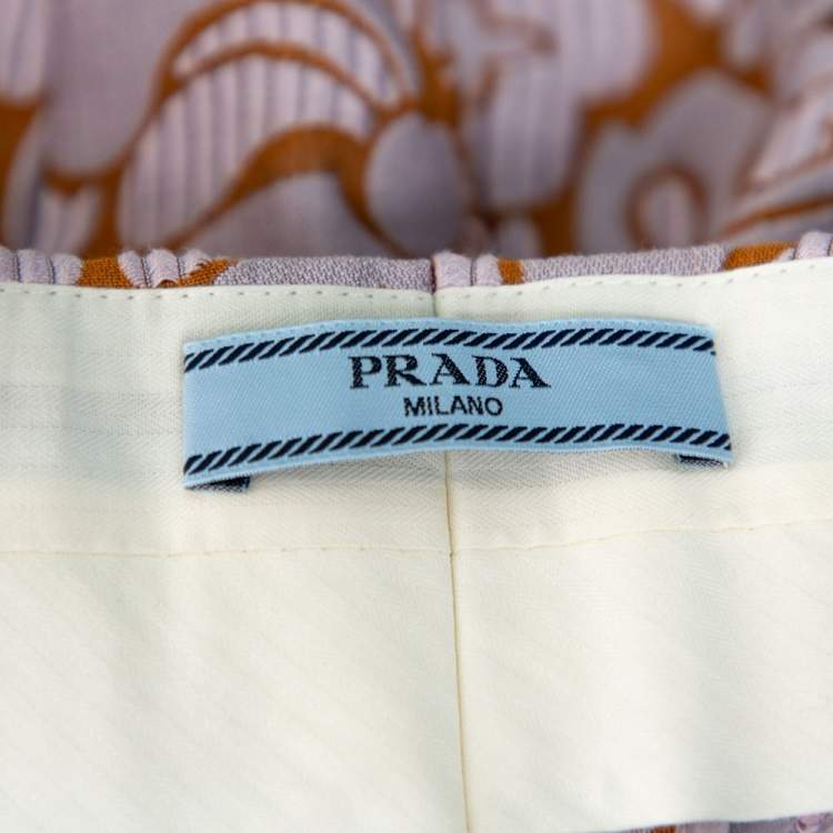 Pre Owned Prada Bicolor Embossed Floral Jacquard Tapered Trousers S