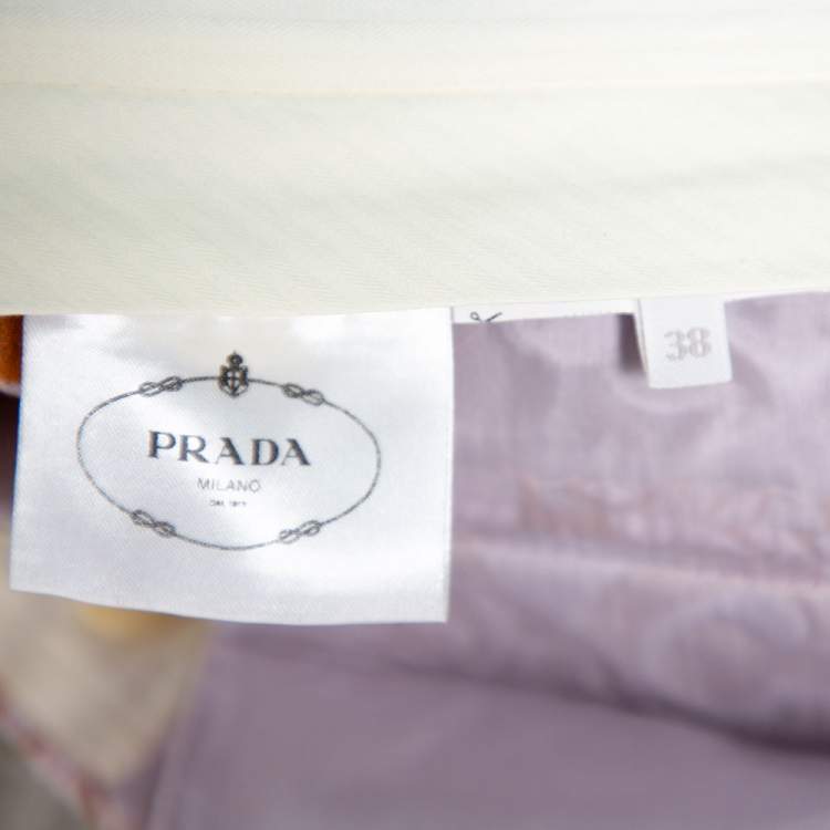 Pre Owned Prada Bicolor Embossed Floral Jacquard Tapered Trousers S