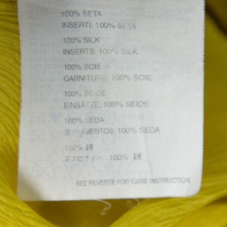 Pre Owned Prada Yellow Silk Crepon Ruffle Front Sheer Blouse M