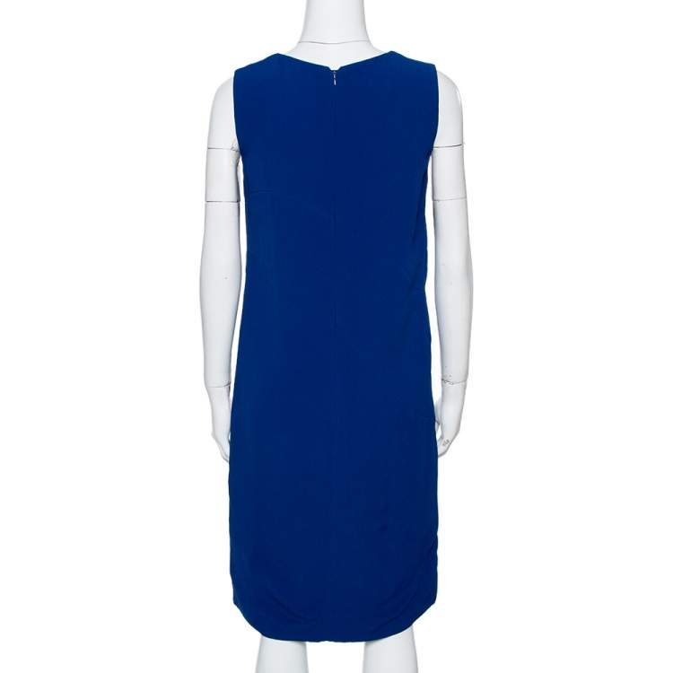 مملوكة مسبقًا Prada Royal Blue Crepe Sleeveless Shift Dress S