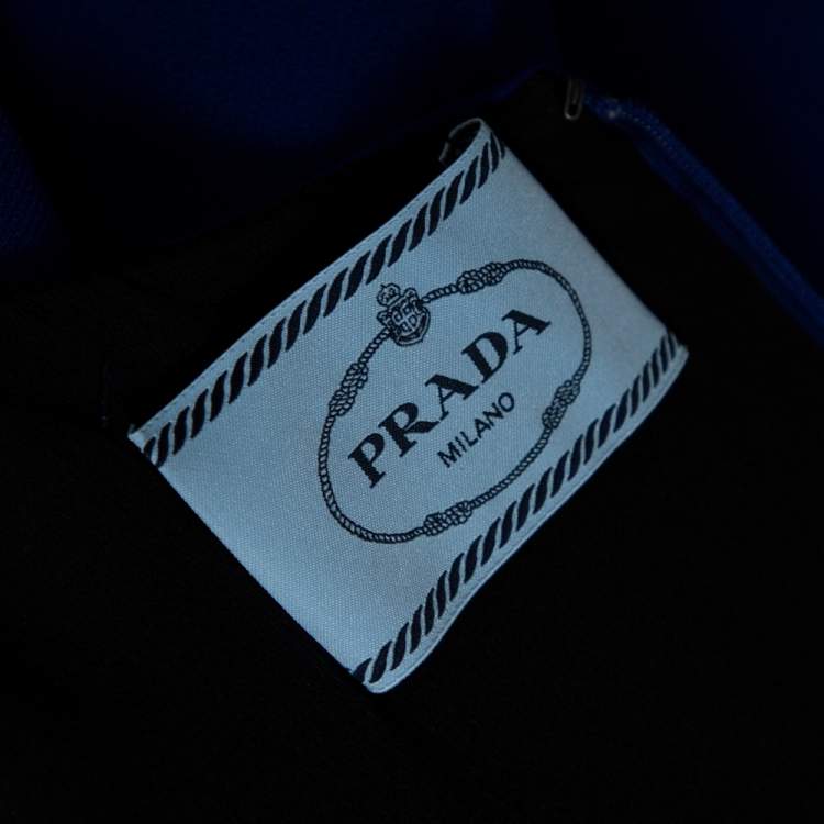 مملوكة مسبقًا Prada Royal Blue Crepe Sleeveless Shift Dress S