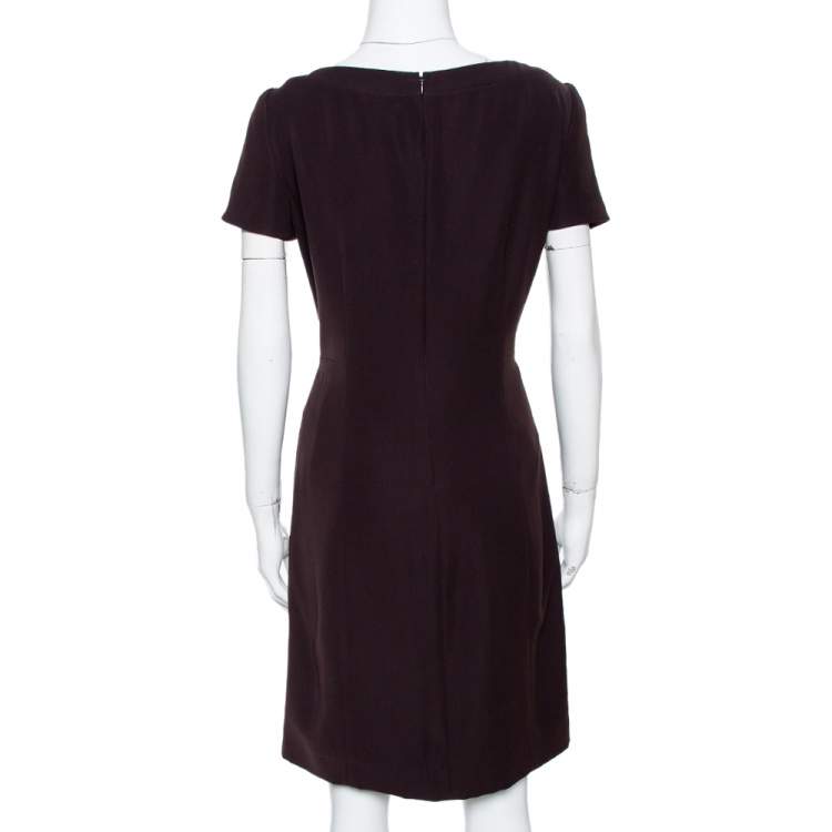 Pre Owned Prada Raisin Sateen Short Sleeve Sheath Dress M