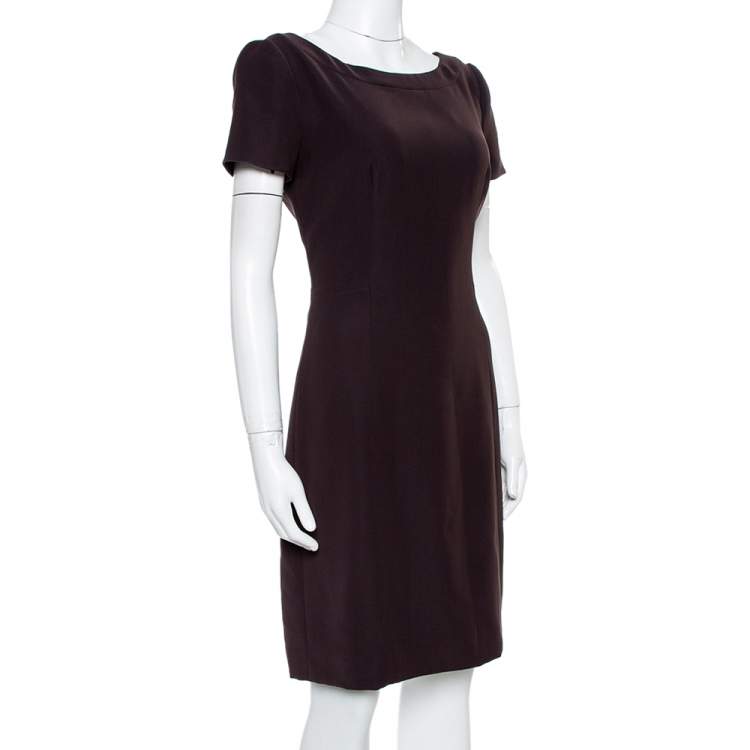Pre Owned Prada Raisin Sateen Short Sleeve Sheath Dress M