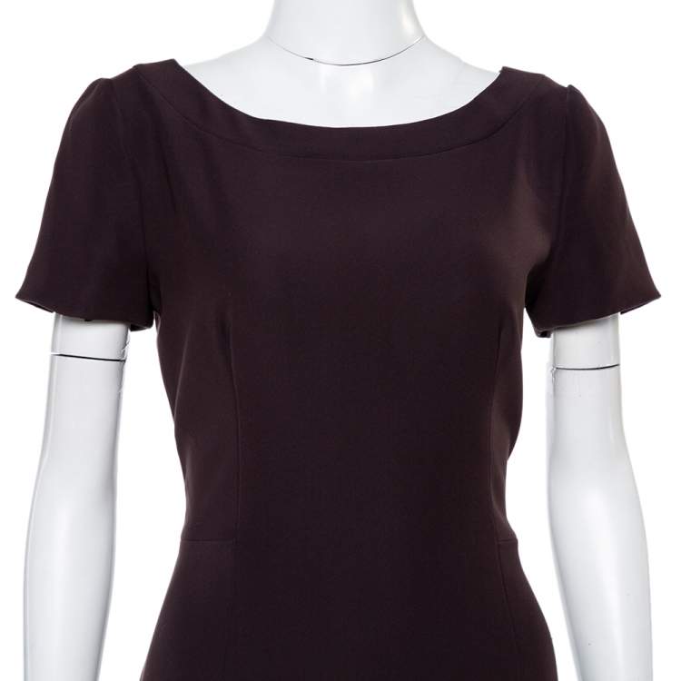Pre Owned Prada Raisin Sateen Short Sleeve Sheath Dress M