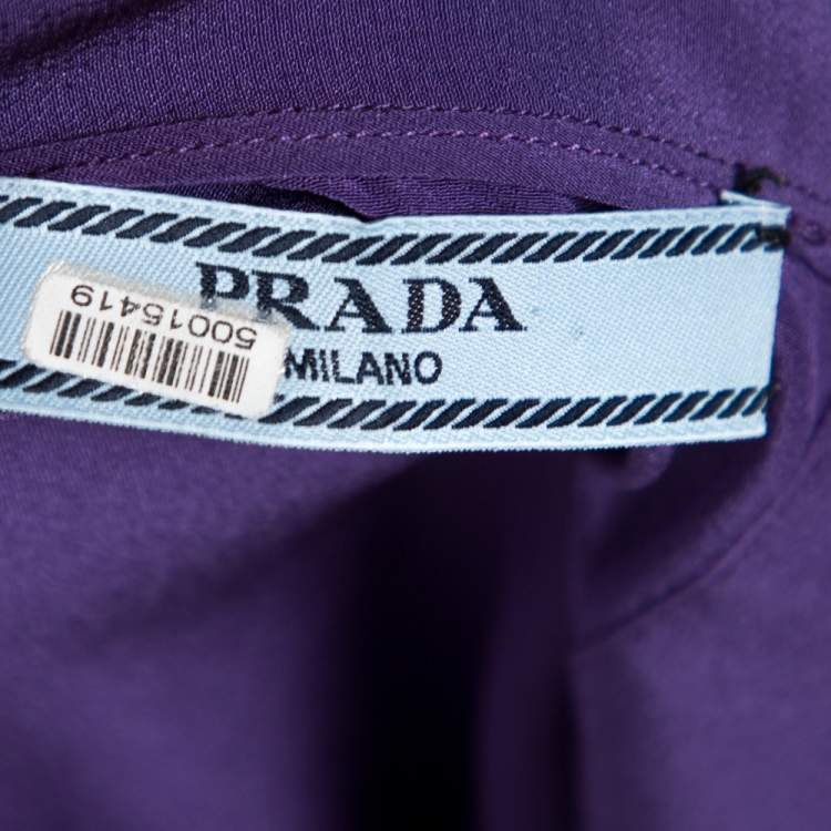 Pre Owned Prada Purple Silk Long Sleeve Back Button Blouse M