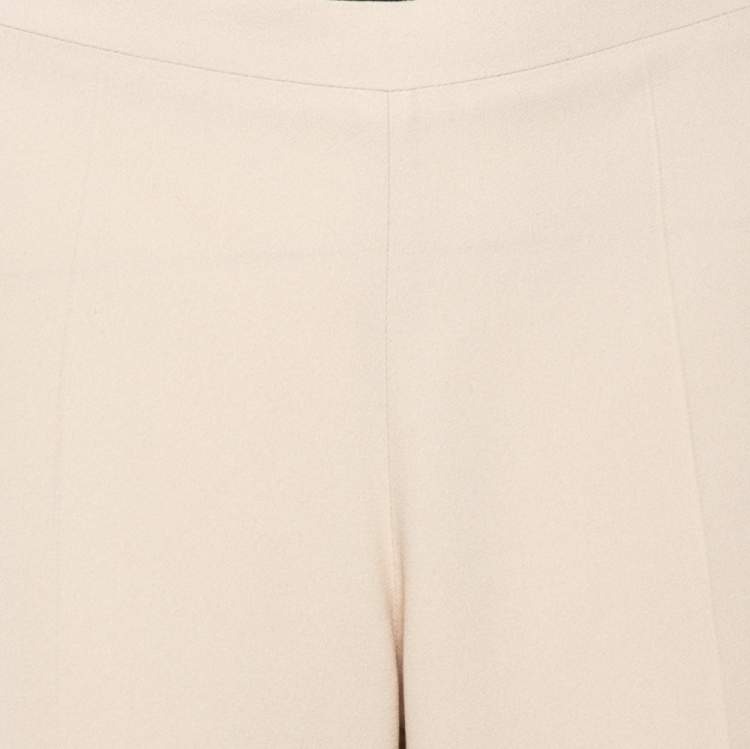 Pre Owned Prada Beige Silk Blend Flared Crepe Trousers L