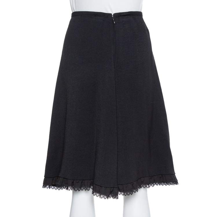 Pre Owned Prada Black Lace Detail Short Skirt M