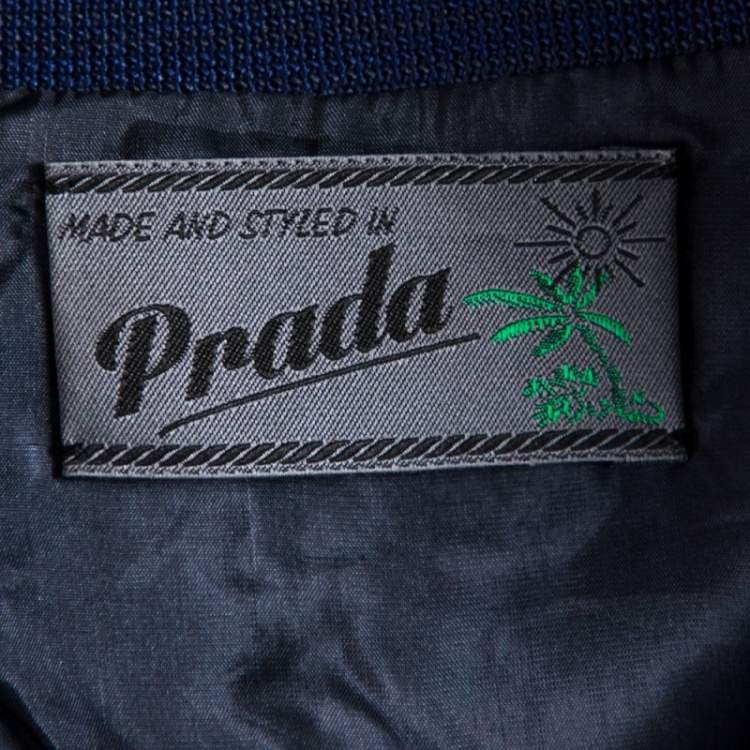 Pre Owned Prada Teal Blue Hawaiian Printed Cotton Pique Collared Tunic S