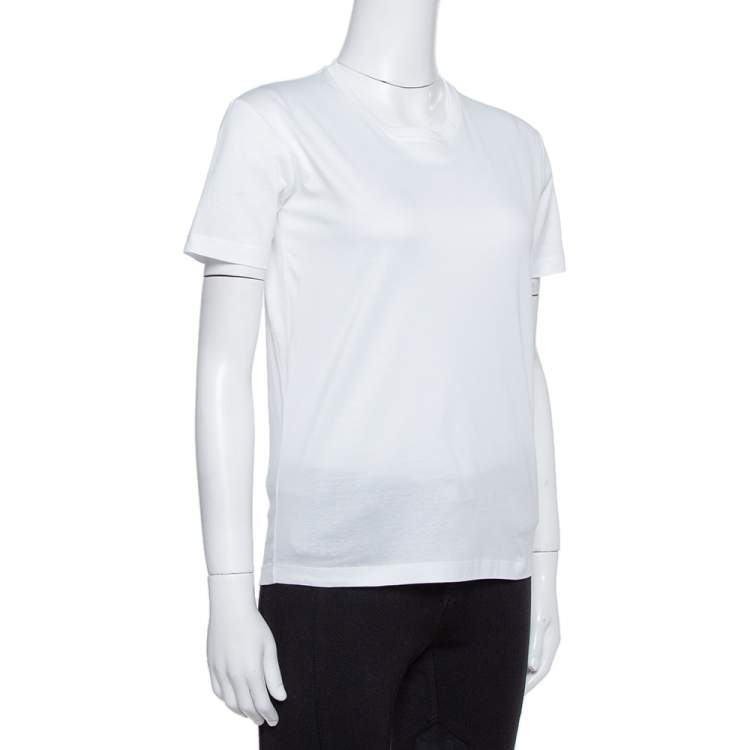 Pre Owned Prada White Cotton Jersey Crew Neck T-Shirt S