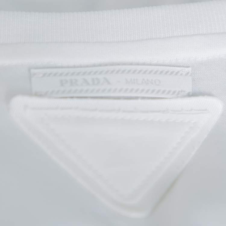 Pre Owned Prada White Cotton Jersey Crew Neck T-Shirt S