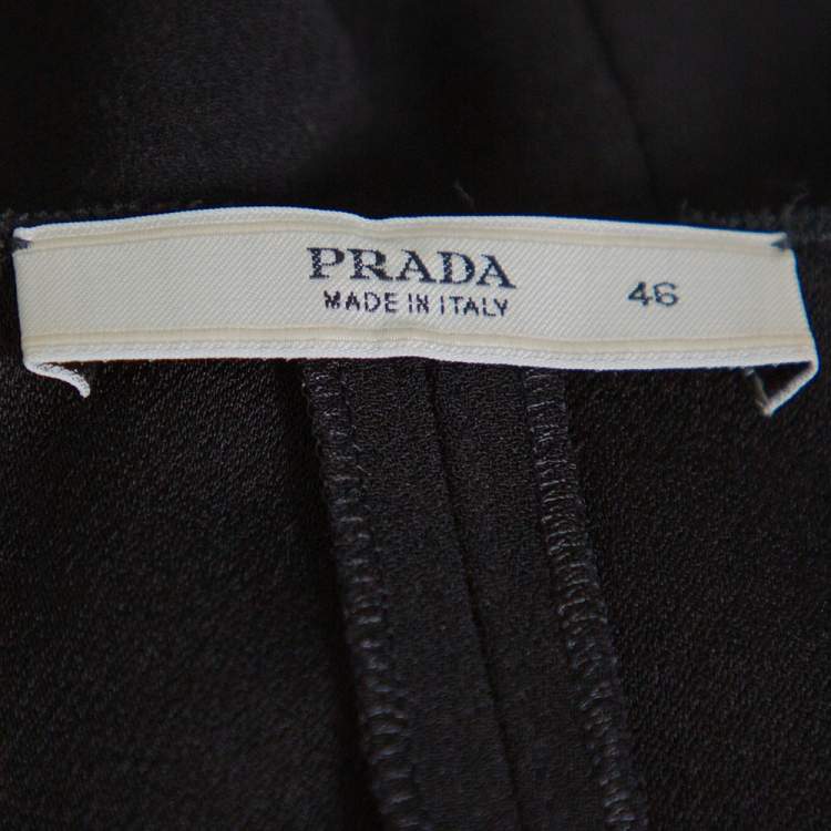 Pre Owned Prada Black Crepe Draped Detail Top L
