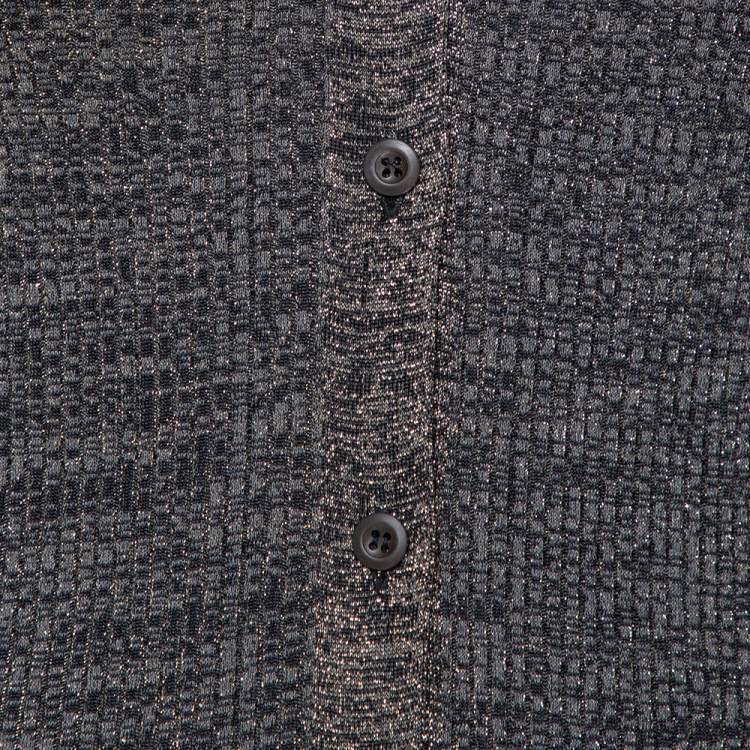 Pre Owned Prada Metallic Lurex Rib Knit Button Front Cardigan M