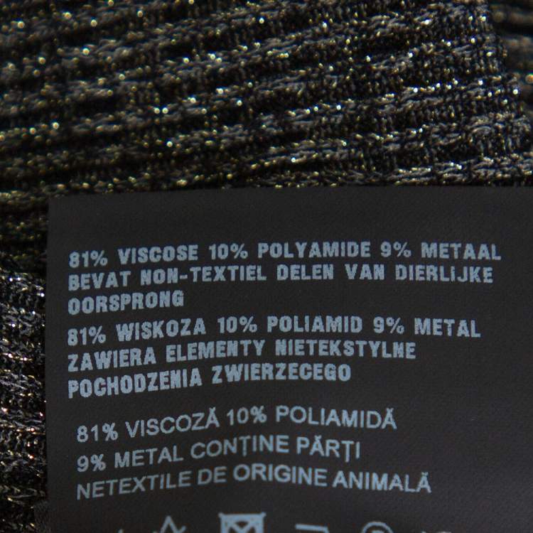 Pre Owned Prada Metallic Lurex Rib Knit Button Front Cardigan M