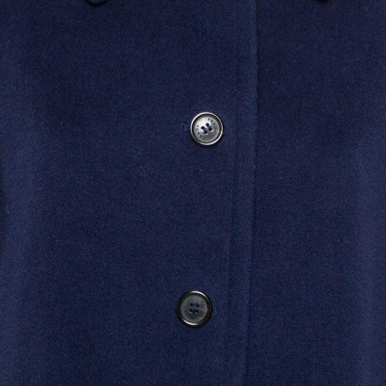 Pre Owned Prada Navy Blue Wool Button Front Coat M