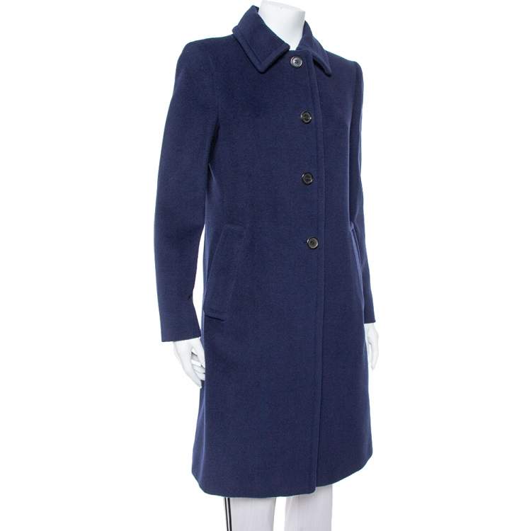 Pre Owned Prada Navy Blue Wool Button Front Coat M