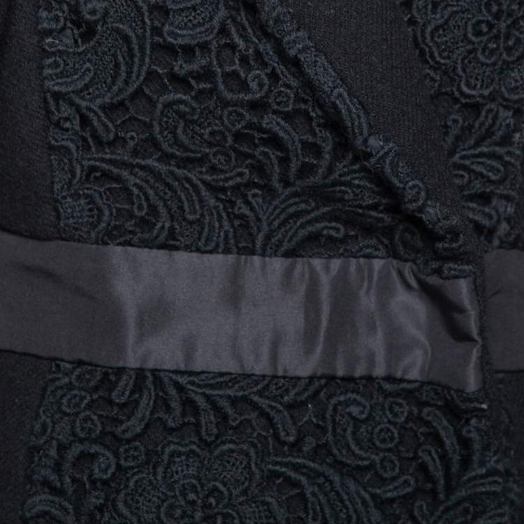 Pre Owned Prada Black Wool & Lace Paneled Coat S