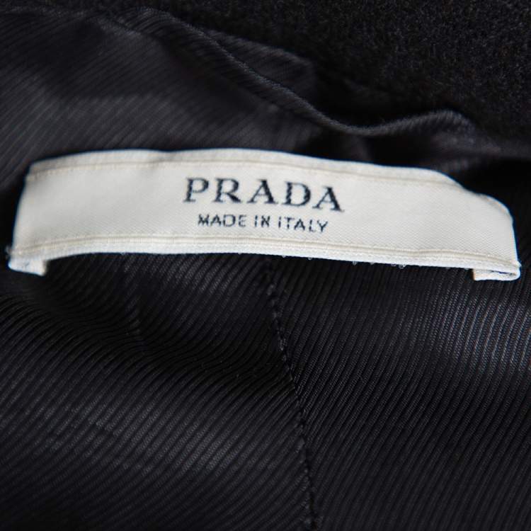 Pre Owned Prada Black Wool & Lace Paneled Coat S