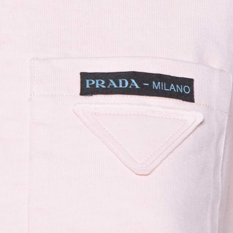 Pre Owned Prada Light Pink Cotton Bow Detail Crewneck T Shirt S