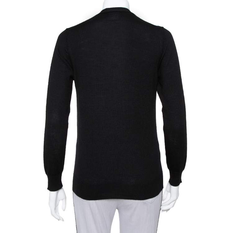 Pre Owned Prada Black Wool Button Front Cardigan XS