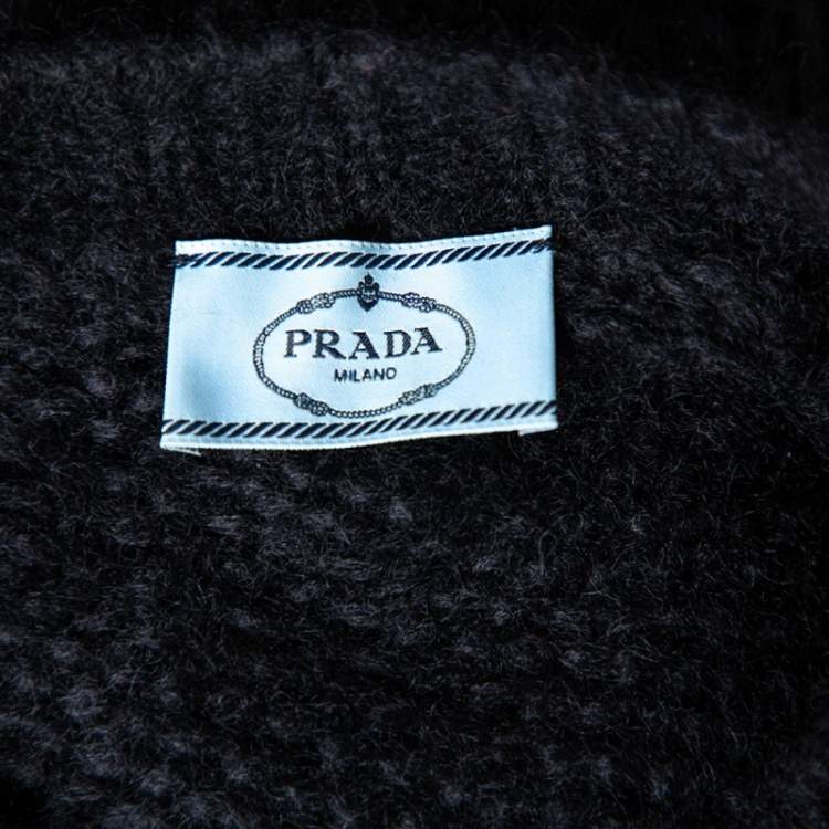 Pre Owned Prada Black Wool Oversized Crewneck Sweater M