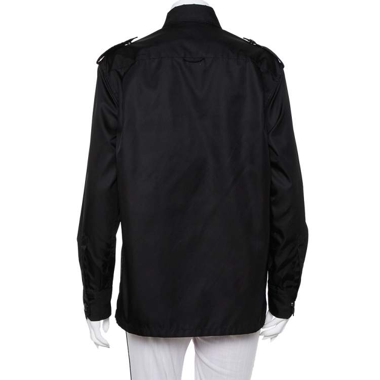 Pre Owned Prada Black Synthetic Front Pocket Detail Military Jacket XS