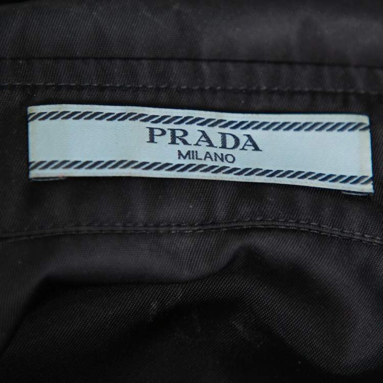 Pre Owned Prada Black Synthetic Front Pocket Detail Military Jacket XS