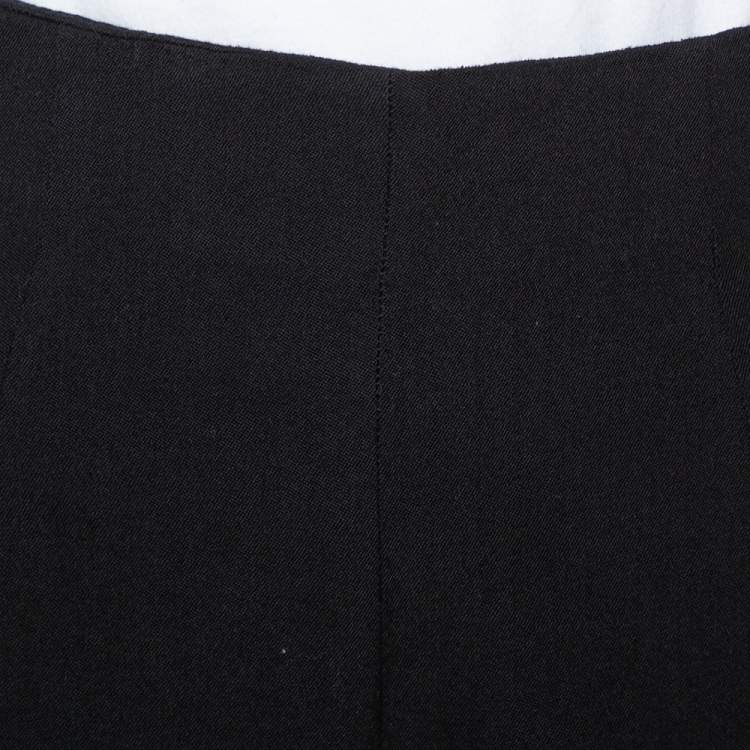 Pre Owned Prada Black Wool Wide Leg High Waist Trousers M