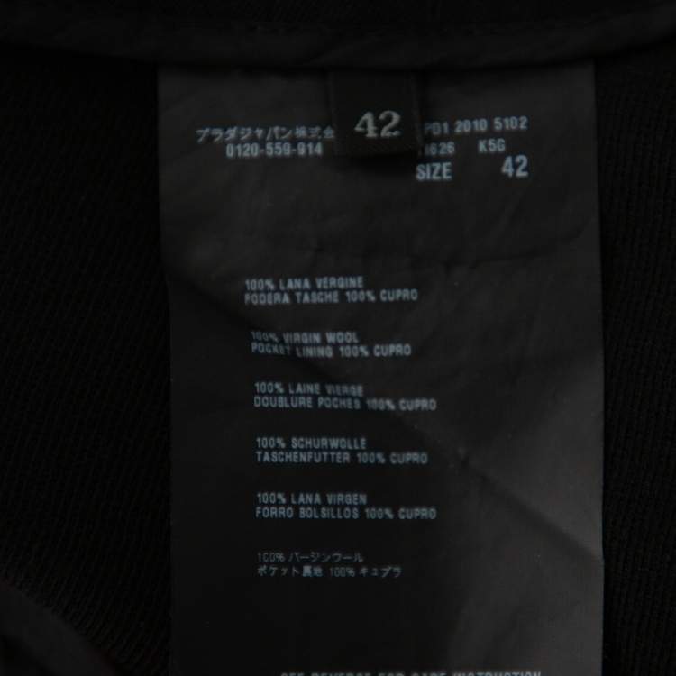 Pre Owned Prada Black Wool Wide Leg High Waist Trousers M