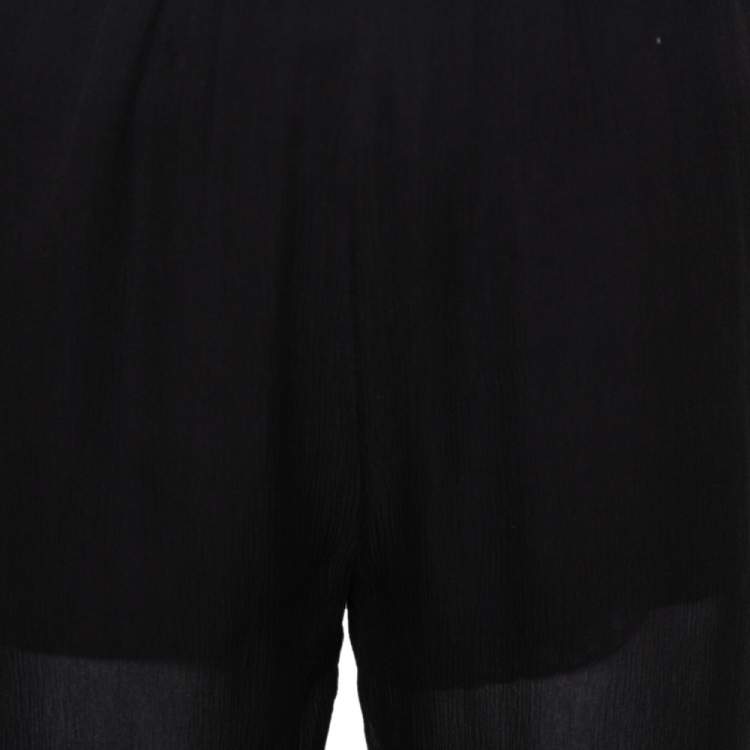 Pre Owned Prada Black Silk Feather Trim Detail Cropped Trousers S