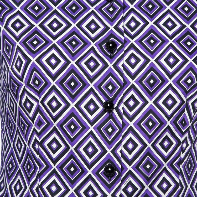 مملوكة مسبقًا Prada Purple Printed Stretch Cotton Fitted Button Front Shirt S
