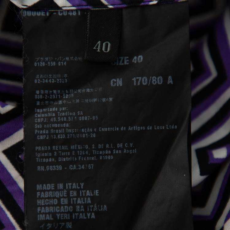 مملوكة مسبقًا Prada Purple Printed Stretch Cotton Fitted Button Front Shirt S