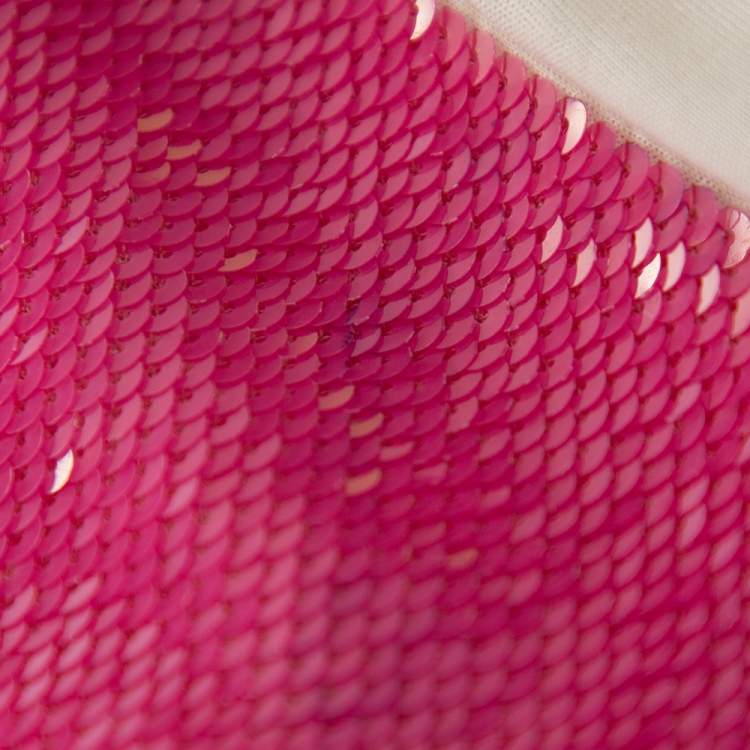 Pre Owned Prada Cream Knit Sequin Embellished Sleeveless Top M