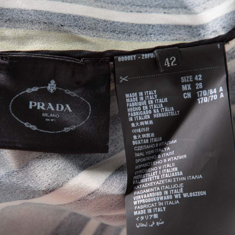Pre Owned Prada Multicolor Striped Crepe Midi Dress M