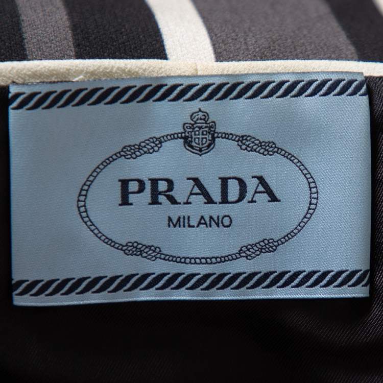 Pre Owned Prada Multicolor Striped Crepe Midi Dress M