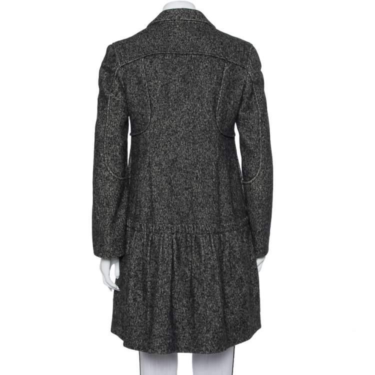 Pre Owned Prada Black Wool & Cashmere Mid Length Coat M