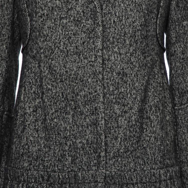Pre Owned Prada Black Wool & Cashmere Mid Length Coat M